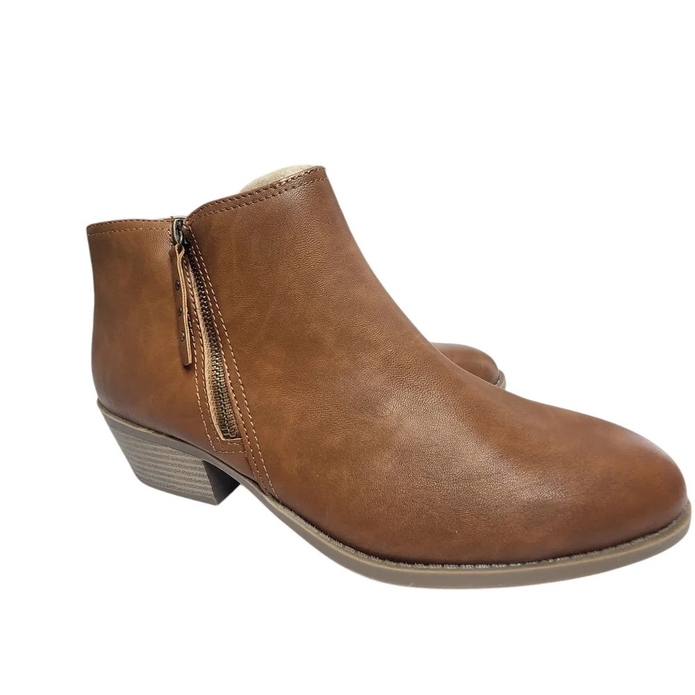 Arizona Jeans Co Camino Cognac Stacked Heel Booties Womens 11M - Picture 2 of 9